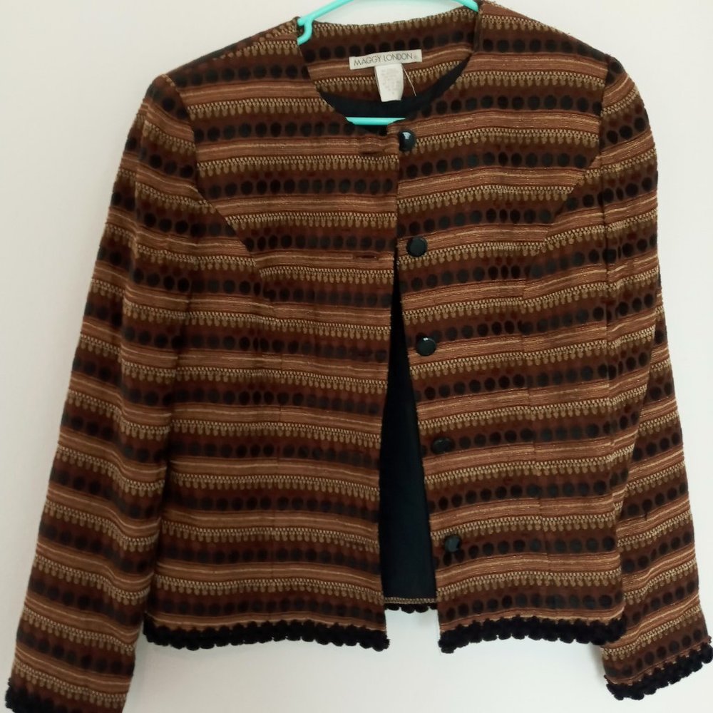 Retro Brown Striped Formal Jacket